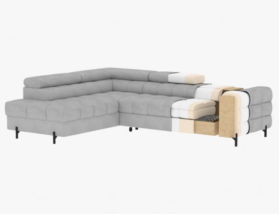 Foto Sofá cama+arcon, gris claro, 276x200 - FERUCCE
