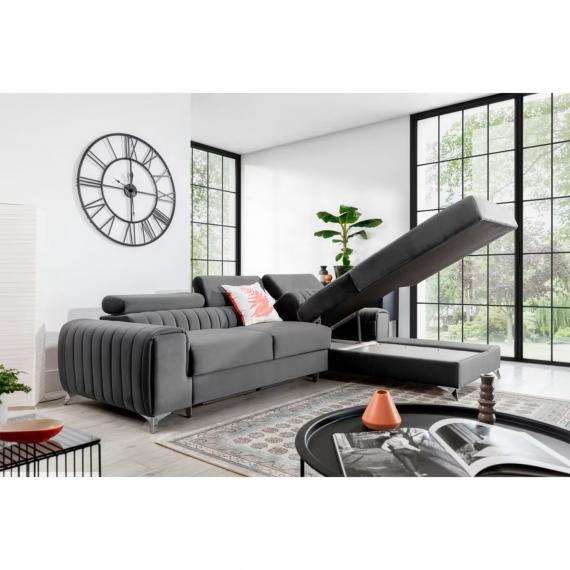 Foto Sofá Chaiselongue cama+arcon, 278x205cm - Grayson, Gris