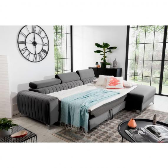 Foto Sofá Chaiselongue cama+arcon, 278x205cm - Grayson, Gris