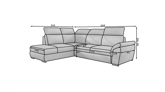 Foto Sofás cama+arcon, beige 260x210 - LORETO