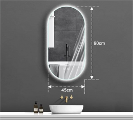 Espejo Ovalado LED 45x90 cm con Iluminación Dual y Antivaho