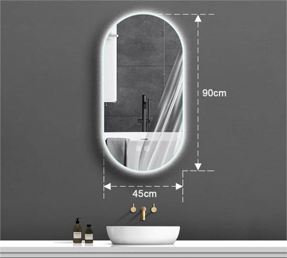 Foto Espejo Ovalado LED 45x90 cm con Iluminación Dual y Antivaho