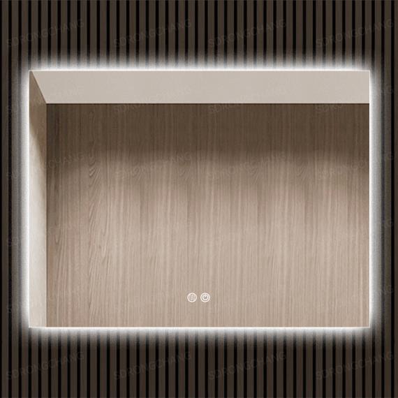 Foto Espejo Cuadrado con Iluminación Trasera LED, Luz Tricolor (40x40 cm)