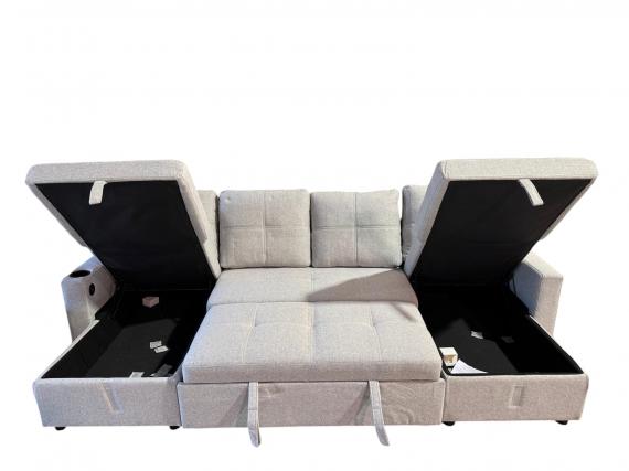Foto Sofá con cama + 2 arcones+USB+type-C+portavasos - Costa U 280cm x 130cm