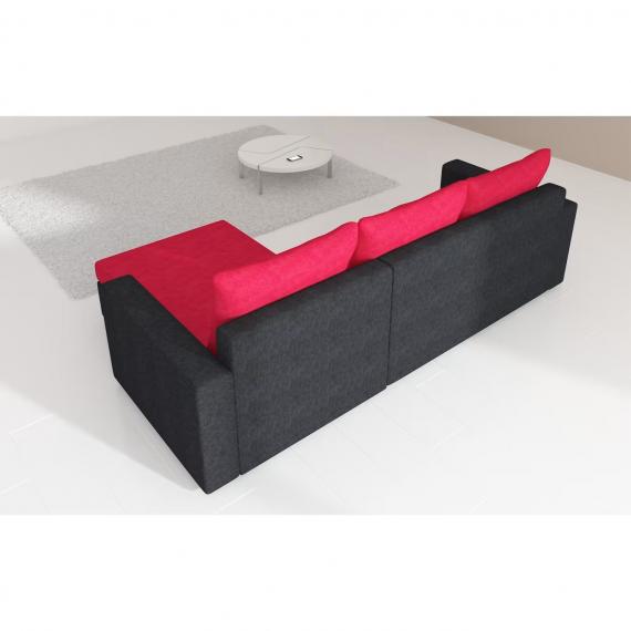 Foto SOFÁ DE ESQUINA CON CAMA Y ARCÓN 237 CM X 150 CM ROJO/NEGRO TELA OFERTA