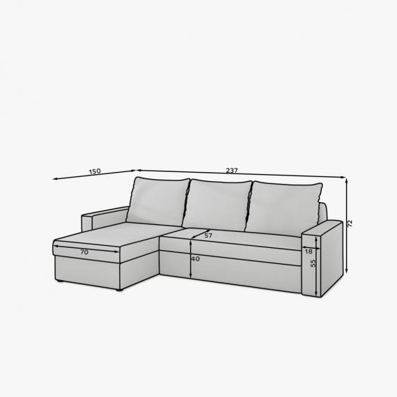 Foto SOFÁ DE ESQUINA CON CAMA Y ARCÓN 237 CM X 150 CM ROJO/NEGRO TELA OFERTA