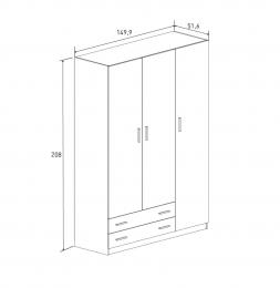 ARMARIO 3PTAS. 2C MOD. ELBA MAUVELLA-BEIG