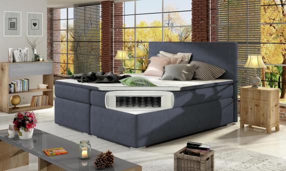 Foto Cama Boxspring Premium  KLEO  160x200 – El Descanso de Lujo con Almacenaje Inteligente Negro Polipiel