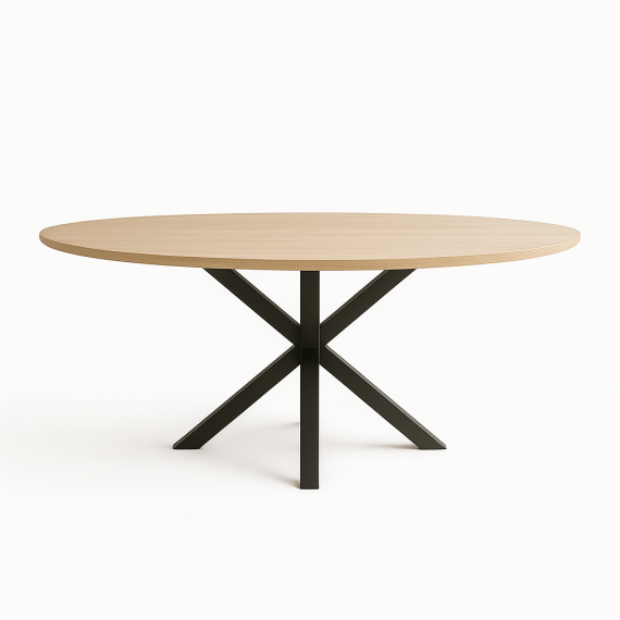 Foto MESA STACY ROBLE OVAL NEGRA TAPA MELAMINA 1400x800x750mm