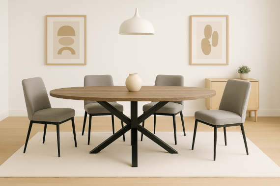 Foto MESA STACY ROBLE OVAL NEGRA TAPA MELAMINA 1400x800x750mm