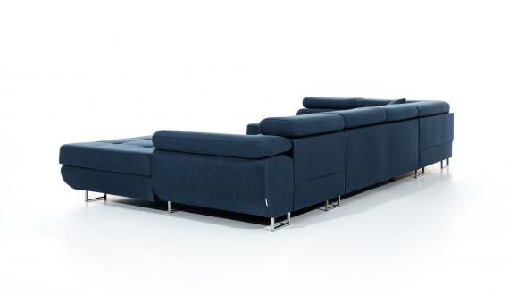 Foto Sofá en forma de U - Rodrigo. Cama Extraíble y Arcón., Negro/Tela 345cm x 202cm