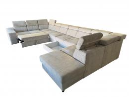 Sofá en forma de U cama extraíble y reposacabezas reclinables+caja 10 plazas, beige, 455x262x220 - ANGELA