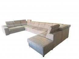 Sofá en forma de U cama extraíble y reposacabezas reclinables+caja 10 plazas, beige, 455x262x220 - ANGELA