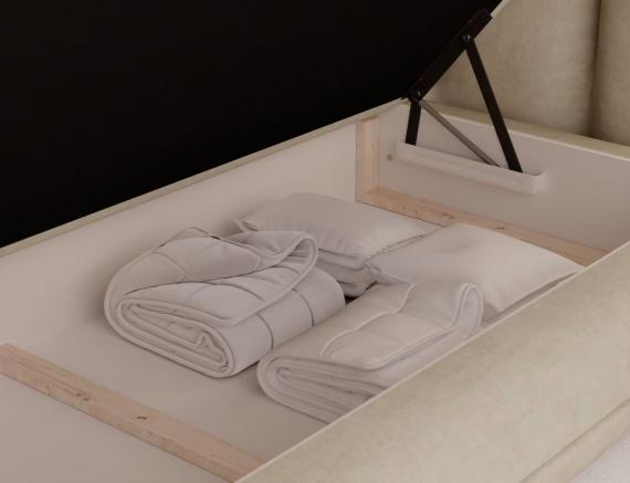 Foto CAMA TAPIZADA CON COLCHÓN ARCÓN Y TOPPER TONILA BEIGE