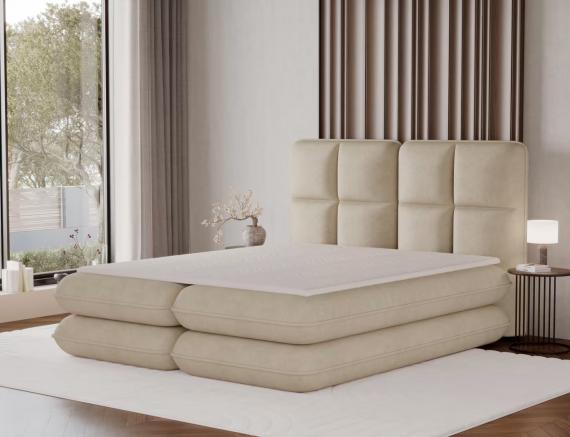 Foto CAMA TAPIZADA CON COLCHÓN ARCÓN Y TOPPER TONILA BEIGE