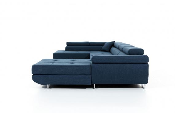 Foto SOFÁ CAMA CON ARCÓN FORMA DE U REPOSACABEZAS RECLINABLES 345 CM X 202 CM RODRIGO NEGRO TELA/NEGRO POLIPIEL