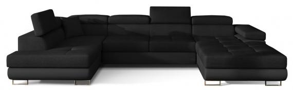 Foto SOFÁ CAMA CON ARCÓN FORMA DE U REPOSACABEZAS RECLINABLES 345 CM X 202 CM RODRIGO NEGRO TELA/NEGRO POLIPIEL