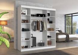 ARMARIO CON ESPEJO I PUERTA CORREDERA I 215X200X58 CM CON 2 PUERTAS COLOR BLANCO/SONOMA BERGEN