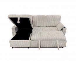 2-SOFA PACK - 3-Seater Reversible Chaise Longue Sofa Bed with Storage, light gray Corduroy Fabric - COSTA LUX €100 OFF