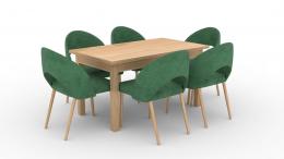 Conjunto mesa de comedor extensible - 140/180 6 sillas verde RODOS 82CG