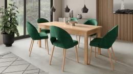 Conjunto mesa de comedor extensible - 140/180 6 sillas verde RODOS 82CG
