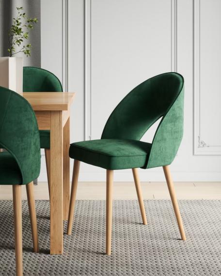 Foto Conjunto mesa de comedor extensible - 140/180 - 6 sillas - verde - RODOS 82CG