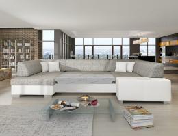 SOFÁ CAMA FORMA DE U 322 CM X 204 HAVANA GRIS TELA/BLANCO POLIPIEL OFERTA