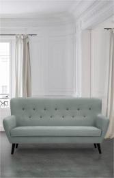 SOFÁ LINEAL 3 PLAZAS DE DISEÑO CON BOTONES 174 CM NÓRDICOS VERDE AZULADO