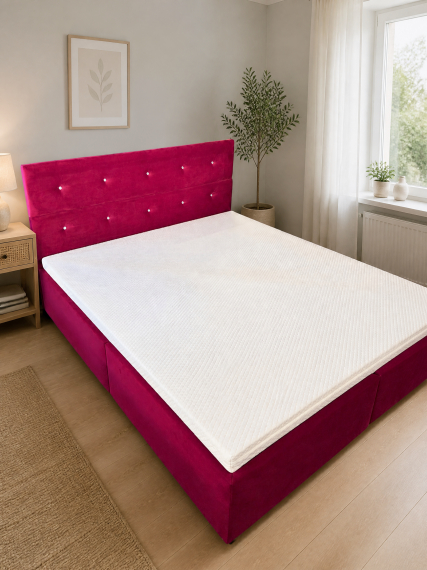 Photo BOXSPRING BED SET RED (INCLUDES MATTRESS) 180X200 CM