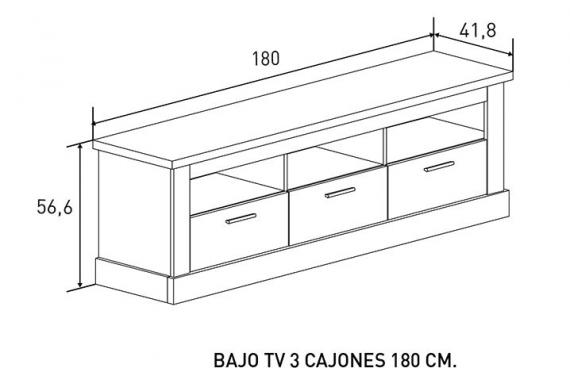 Foto BAJO T.V. 3-C 180CM. MOD.CHELLEN CAMBRIA-BLANCO