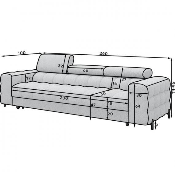 Foto Sofá cama - beige - 260 cm - Festello