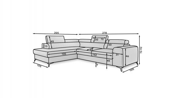 Foto Sofá rinconera con cama extraíble - arcon - mostaza - 278x205 - LAURENCE
