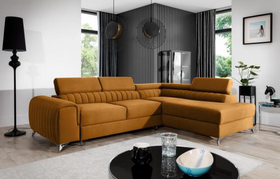 Foto Sofá rinconera con cama extraíble - arcon - mostaza - 278x205 - LAURENCE