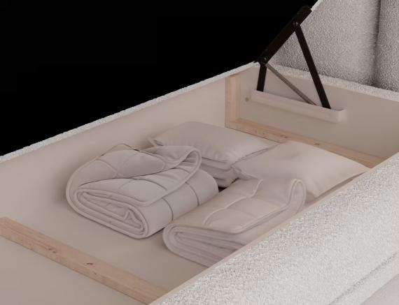 Foto CAMA TAPIZADA CON COLCHÓN ARCÓN Y TOPPER TONILA BLANCO