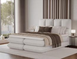 CAMA TAPIZADA CON COLCHÓN ARCÓN Y TOPPER TONILA BLANCO