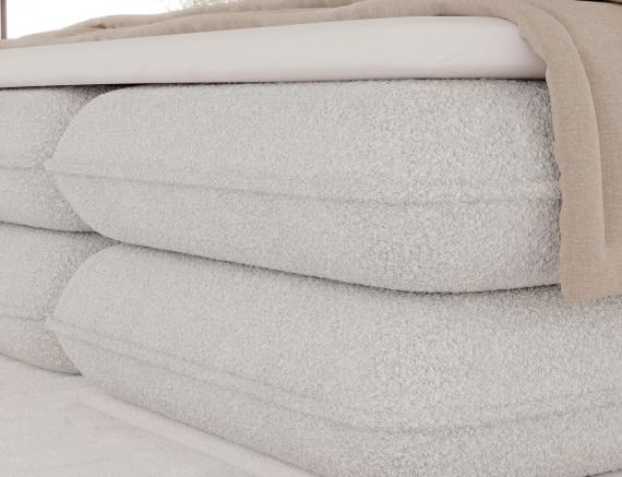 Foto CAMA TAPIZADA CON COLCHÓN ARCÓN Y TOPPER TONILA BLANCO