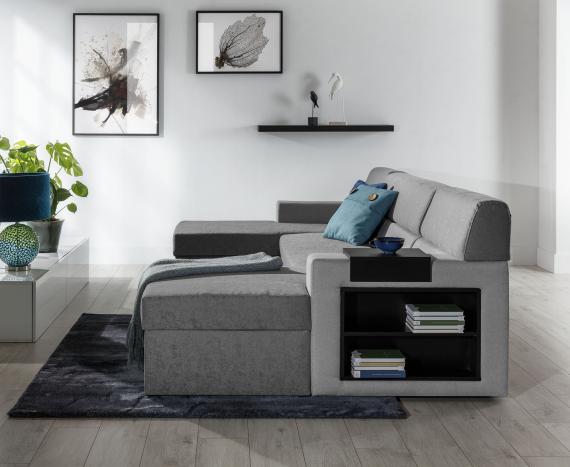 Foto Sofa U con cama - MARKOS, Gris oscuro/Gris claro 310cm x 159cm