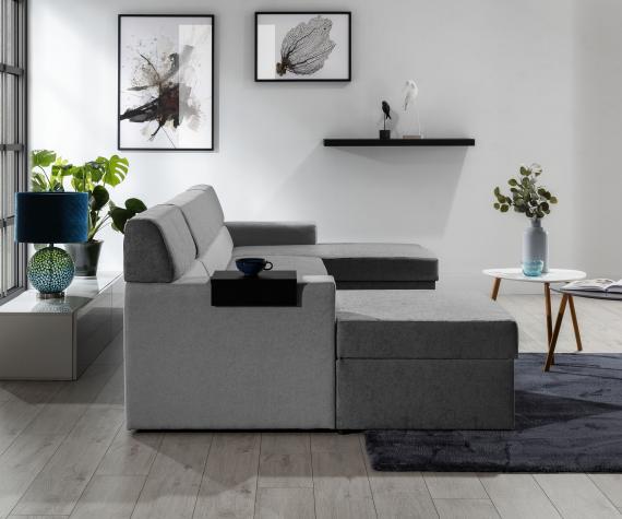 Foto Sofa U con cama - MARKOS, Gris oscuro/Gris claro 310cm x 159cm