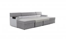 Sofa U con cama - MARKOS, Gris oscuro/Gris claro 310cm x 159cm