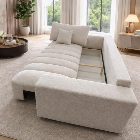 Foto Sofá Cama Lineal Zora – Confort Moderno y Elegancia Beige