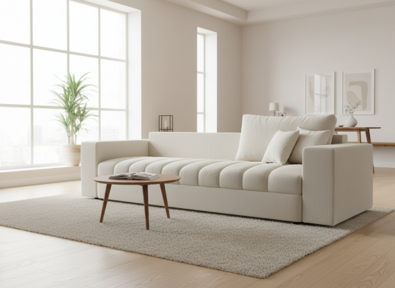 Foto Sofá Cama Lineal Zora – Confort Moderno y Elegancia Beige