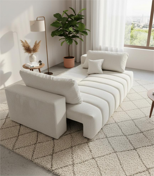 Foto Sofá Cama Lineal Zora – Confort Moderno y Elegancia Beige