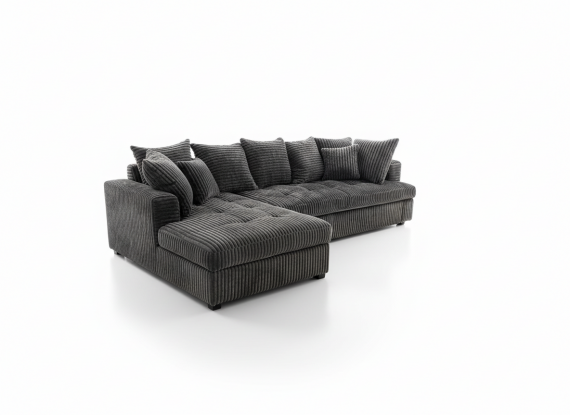 Foto SOFÁ RINCONERA I CHAISE LONGUE I TELA DE PANA I CON COLCHÓN VISCOELÁSTICO LARY MAX GRIS