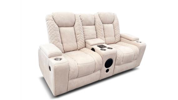 Foto Juego de sillones relax electricos reclinables - altavoces con subwoofer - portavasos - cargador inalambico - luces LED - puerto usb - 2+3 plazas - beige - TEXAS