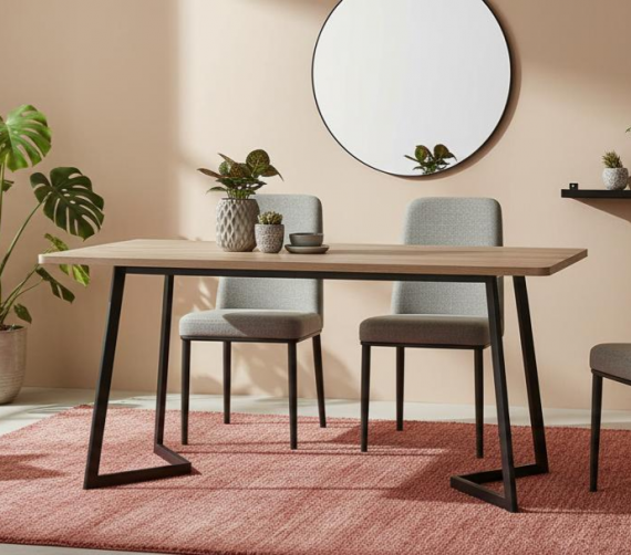 Foto MESA AMBLER PATAS METAL Y TAPA MELAMINA ASERRADA