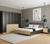 Foto Conjunto de dormitorio moderno: cama+cabecero, 2 mesitas, cómoda - FRISCO