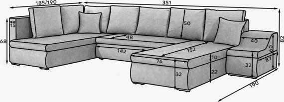 Foto Sofá cama+arcon, 351x200, beige/marron OFERTA - Giovanni