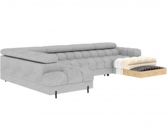 Foto SOFÁ GRANDE CON CAMA I ARCÓN I FORMA DE U I REPOSACABEZAS RECLINABLES I PATAS ALTAS 355 CM X 202 CM FERARIA GRIS OFERTA