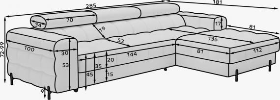 Foto Sofa cama+arcon - 285x181 - beige - tela - FELRO