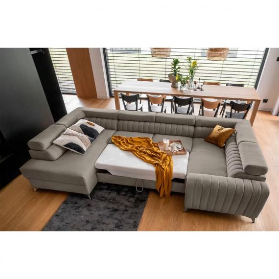 Foto Sofá en U moderno (2 chaiselongs) con cama y arcón 347x202 - Luis, Beige